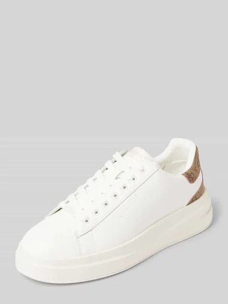Sneakersy z mieszanki skóry model ‘Elbina’ Guess białe