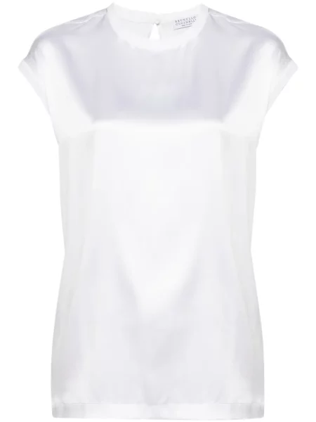 Top Brunello Cucinelli din satin alb