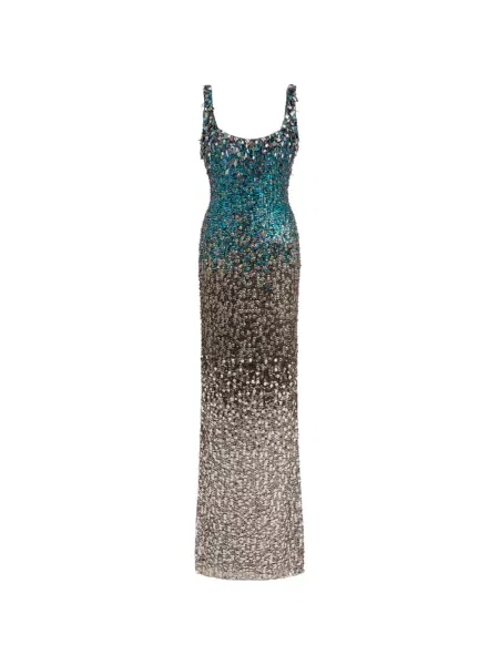 Decora rochie Jenny Packham cu paiete de costum argintiu
