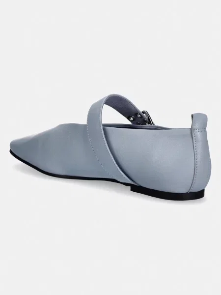 Tommy Jeans baleriny skórzane TJW BALLERINA BUCKLE niebieskie