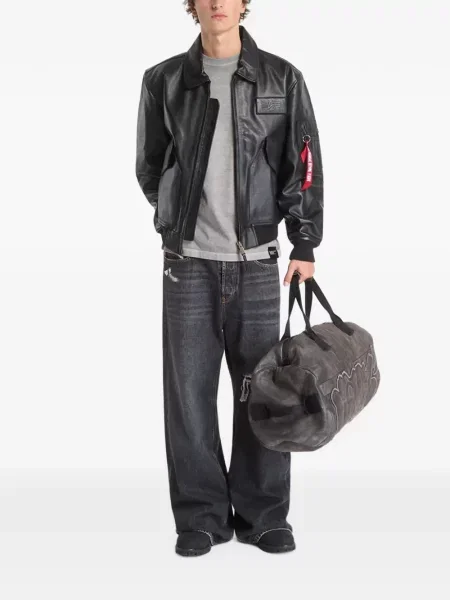 Geanta de piele Alpha Industries negru