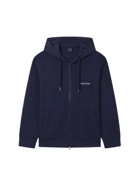 Bluza z kapturem Armani Exchange z kapturem niebieska