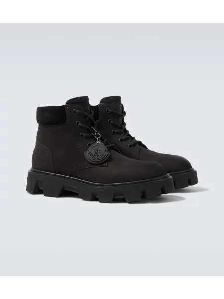 Cizme scurte Moncler din piele de căprioară negru