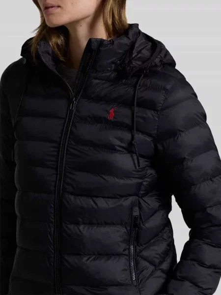 Kurtka pikowana z wyhaftowanym logo Polo Ralph Lauren czarna