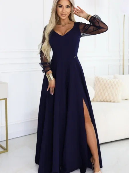 Długa sukienka maxi Numoco niebieska