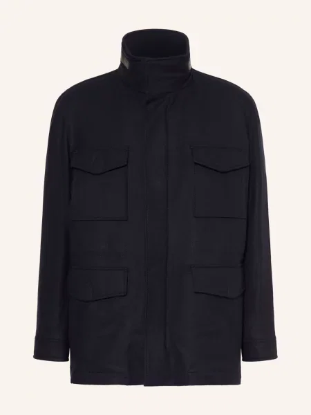 Brioni Bunda Fieldjacket S Kašmírem tmavě modrá