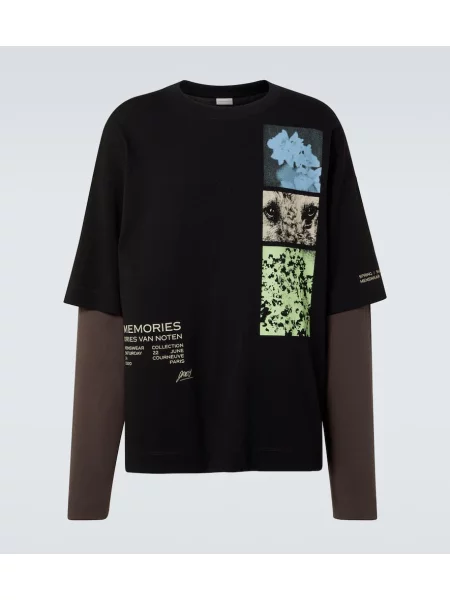 Tricou Dries Van Noten din jerseu negru