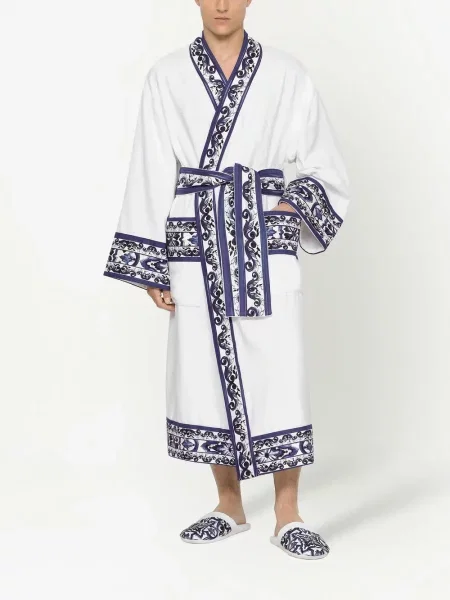 Raštuotas chalatas Dolce & Gabbana balta