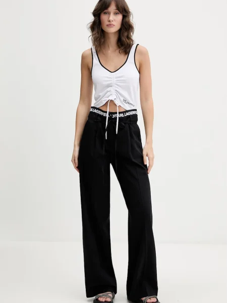 Cropp top din denim Karl Lagerfeld Jeans alb