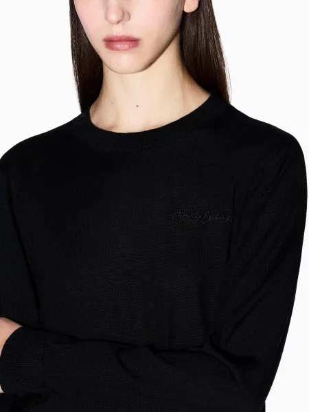 Шерстяной свитер Armani Exchange черный