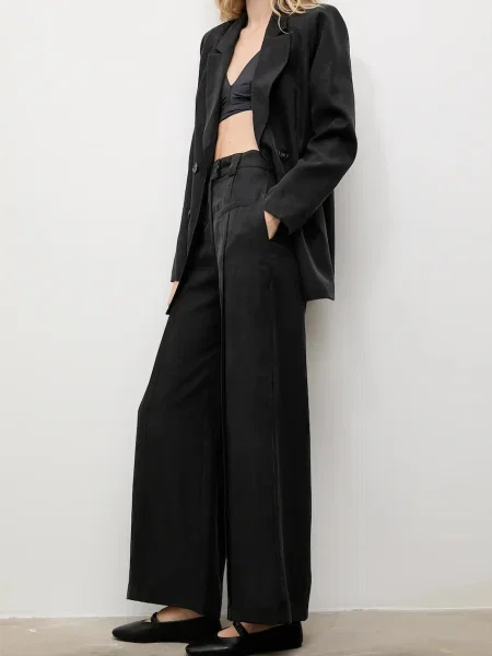 Hlače Answear.LAB široke visoki struk crna