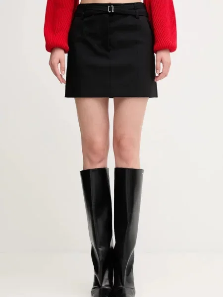 Sportmax fustă de lână FIFY mini evazați negru