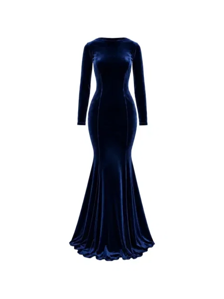Rochie maxi Roserry de catifea albastru