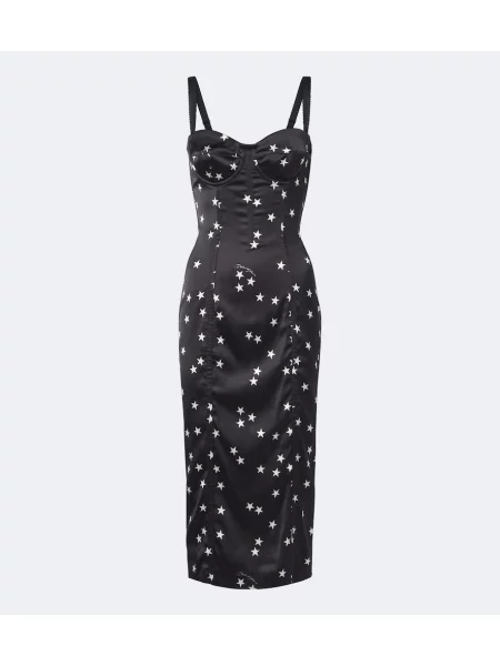 Saténové šaty Dolce&gabbana s potiskem černé