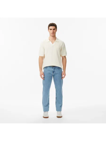 Lacoste Sweter Z Kołnierzykiem Polo Z Krótkim Rękawem Classic Fit beżowy