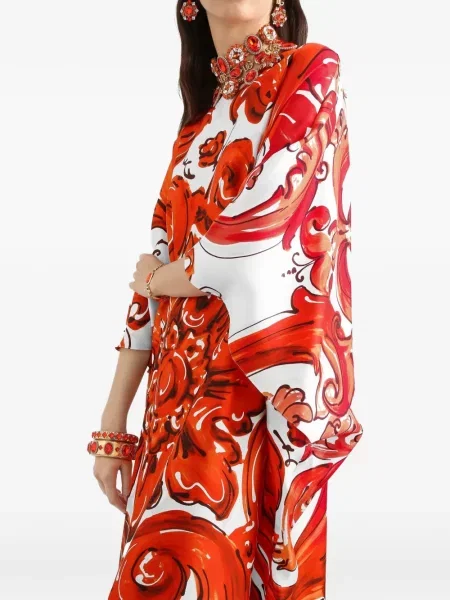 Lung rochie Dolce & Gabbana cu imagine din țesătură twill portocaliu