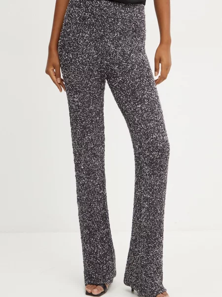 Liviana Conti pantaloni femei evazati high waist gri