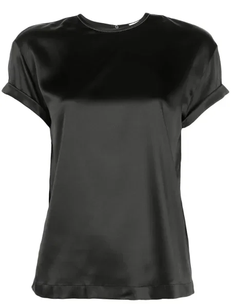 Tricou Brunello Cucinelli de mătase cu decolteu rotund negru