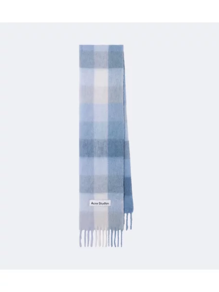 Fular Acne Studios de lână în carouri albastru