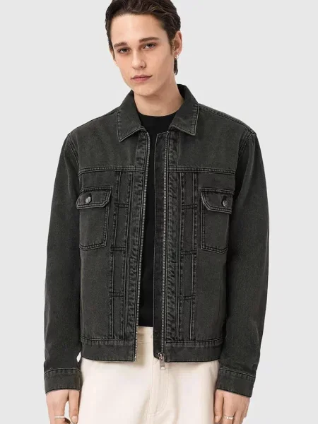 AllSaints geacă jeans BRIGHTMORE negru