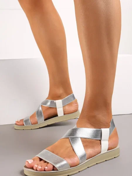 Sandale în Stil Sportiv cu Barete Elastice Andelmia albe