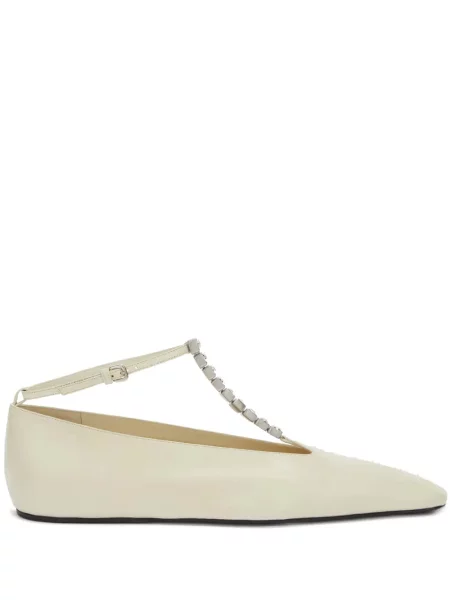 Balerini Jil Sander din piele alb