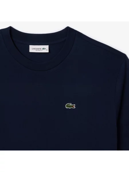 Lacoste T-Shirt Relaxed Fit Z Lekkiego Bawełnianego Dżerseju Pima granatowa