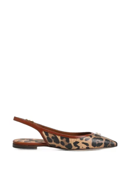 Pantofi cu toc Dolce & Gabbana fără toc cu imagine cu model leopard maro