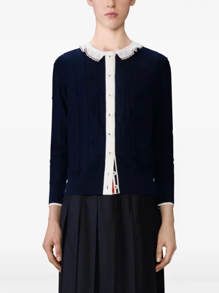 Cardigan Thom Browne din dantelă albastru