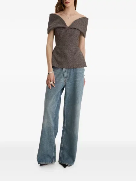 Cu peplum top Moos Studio maro
