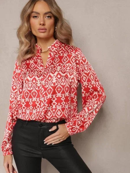 Koszula na w Fantazyjny Print Gavino czerwona