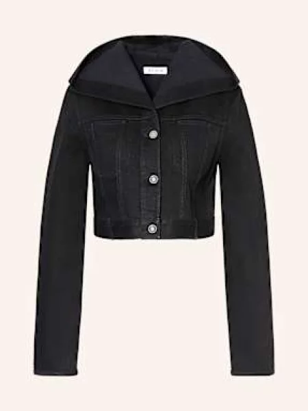 Alaïa Krótka Kurtka Jeansowa schwarz czarna