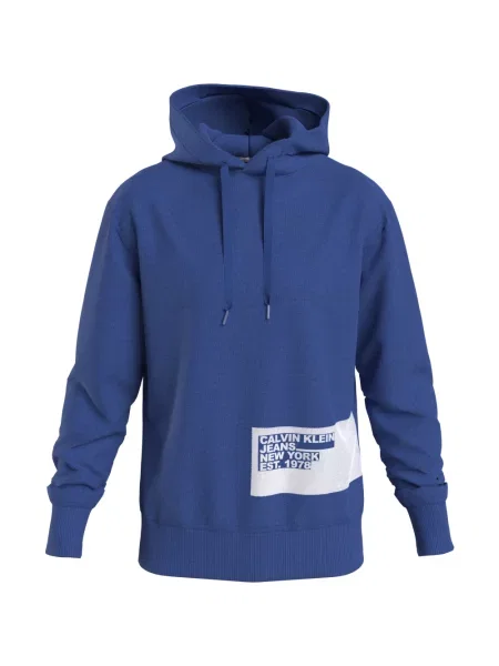 Bluza z kapturem Calvin Klein z kapturem niebieska