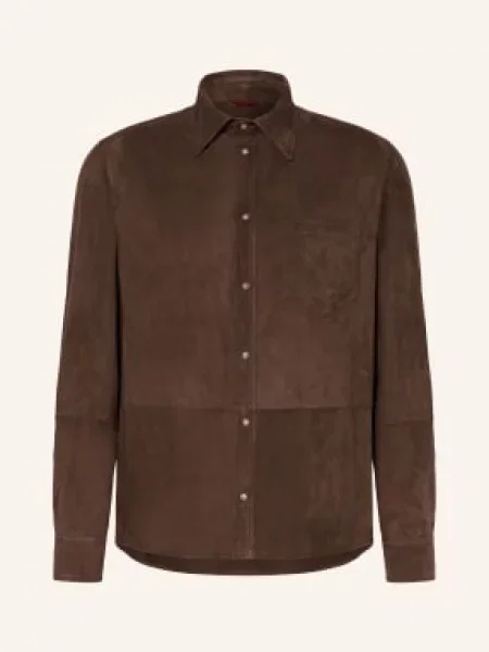 Brunello Cucinelli Sako Z Velurové Kůže tmavě hnědá