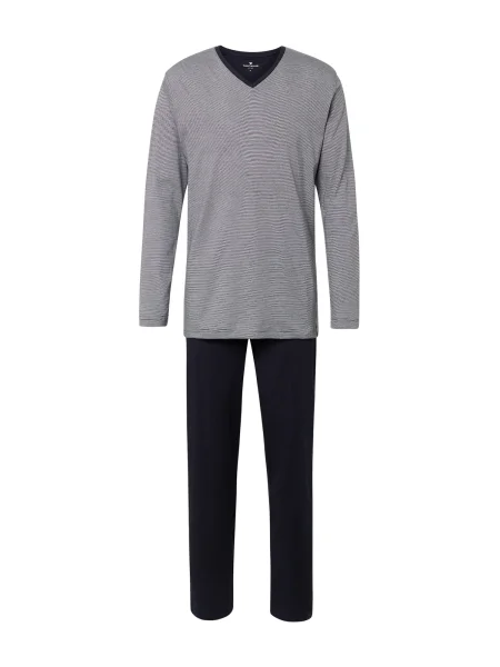 TOM TAILOR Dolga pižama mornarska bela