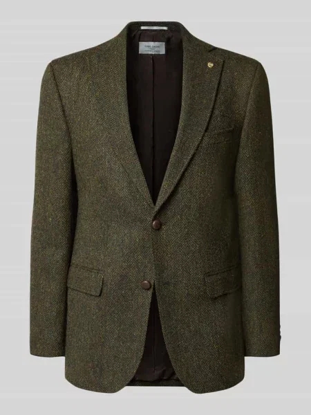 Marynarka na 2 o kroju slim fit z z patką model Theo' Carl Gross zielona