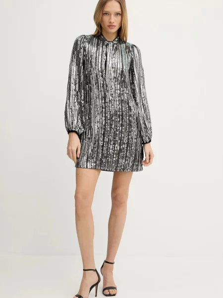 Pinko sukienka srebrny mini prosta