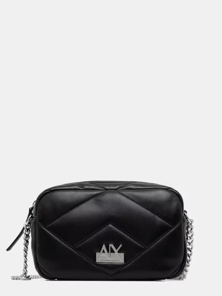 Armani Exchange geantă crossbody pentru femei cu imitație de piele negru