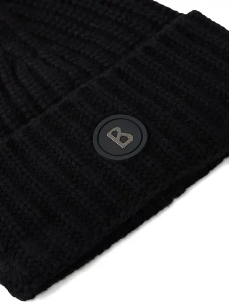 Žebrovaný čepice Bogner s autogramem černý