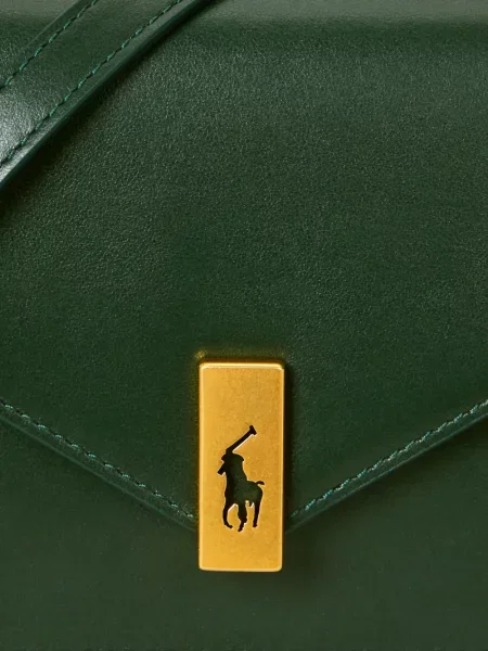 Кожена тениска Polo Ralph Lauren бродирана зелено