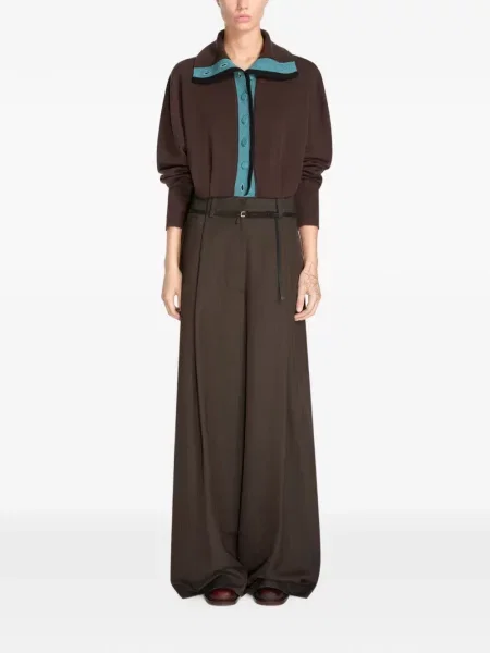 Decupat cardigan Dries Van Noten din cașmir maro