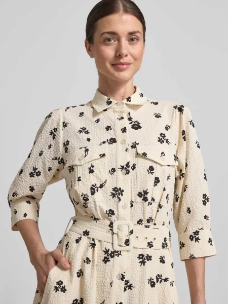 Taliowana sukienka koszulowa o strukturyzowanej powierzchni model JIZO' Essentiel Antwerp biała