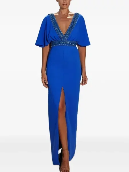 Maksi sukienka maxi Maestri garniturowa niebieska