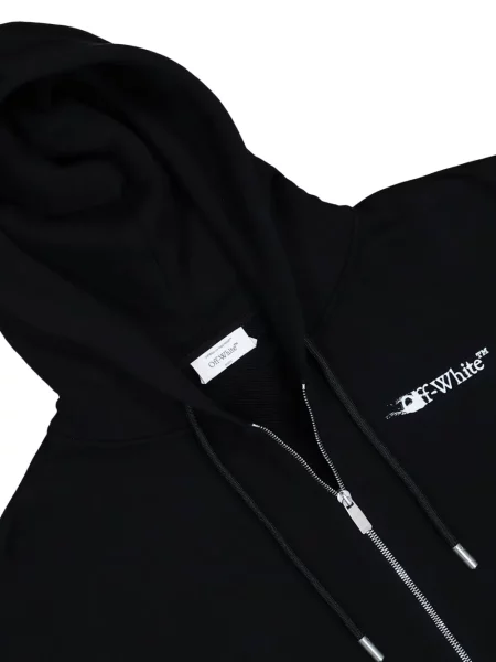 Hanorac cu glugă Off-white cu imagine alb