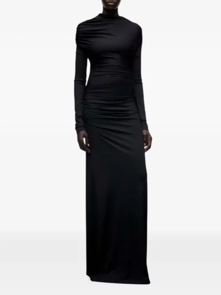 Lung rochie maxi Victoria Beckham cu volane negru