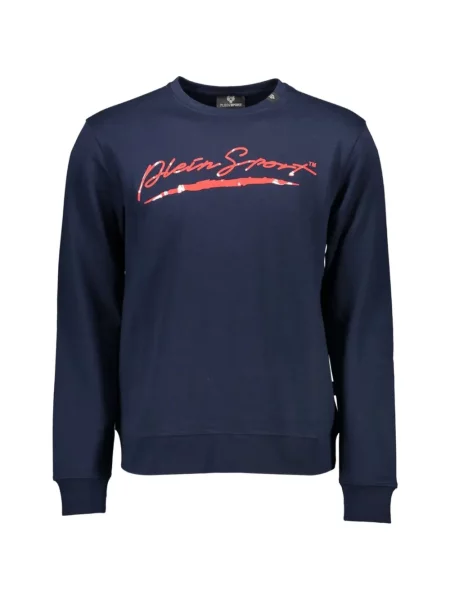 Hanorac crewneck Plein Sport cu imagine cu decolteu rotund albastru