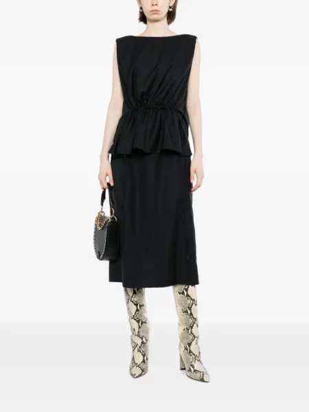 Rochie midi Less fără mâneci negru