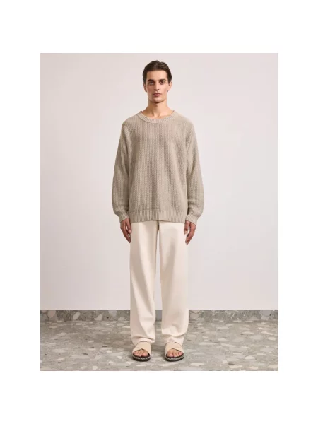 Lniany sweter Frescobol Carioca beżowy
