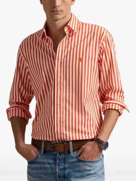 Tricou polo Polo Ralph Lauren cu glugă cu blană cu broderie roșu