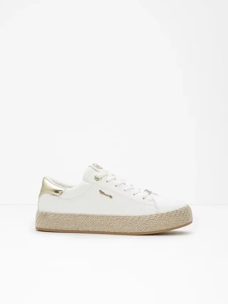 Sneakersy Tamaris z podeszwą w optyce plecionki białe